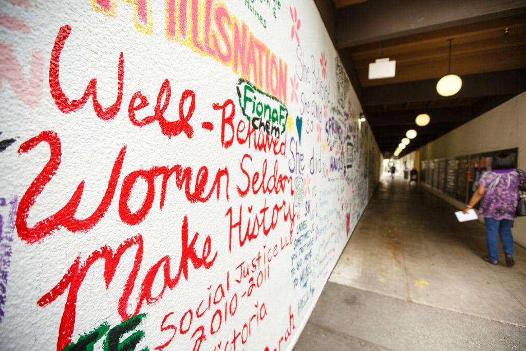 Senior Paint Wall at Adams Plaza on Northeastern University's Oakland campus